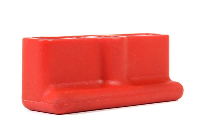 Red Perrin Performance trunk handle for Subaru BRZ, Toyota GR86, and 86/FR-S hatchback, mounted on car trunk.