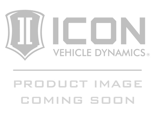 ICON 18-23 Jeep JL/20-23 Jeep JT/07-18 Jeep JK front bump stop spacer kit with black rubber bump stops and metal mounting plates.