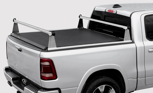 Access ADARAC 09-26 Ram 1500/2500/3500 black truck ladder rack on 8ft bed, designed for Ram trucks without RamBox.