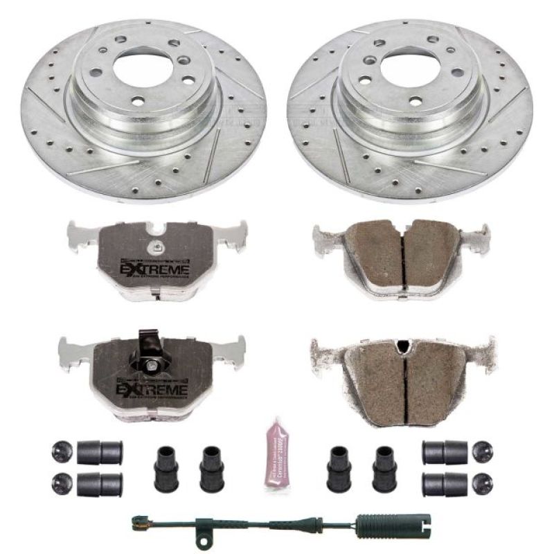 PowerStop Z26 Street Warrior rear brake kit for 1995 BMW 740i, includes performance brake rotors and pads for enhanced stopping power.