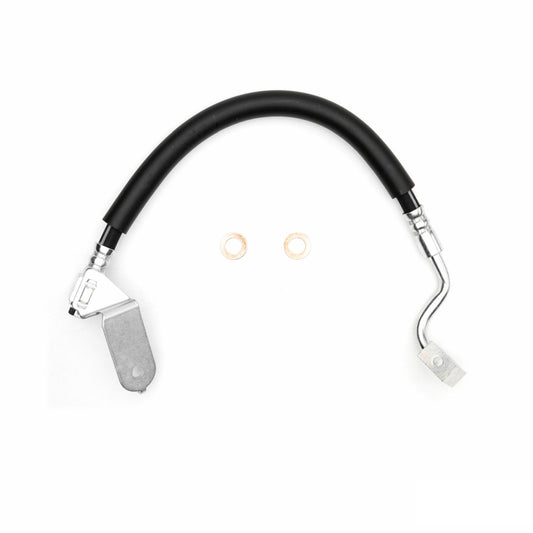 DFC Chrysler 300 rear left brake hose from brake line kit, showing the flexible rubber brake line with metal fittings.
