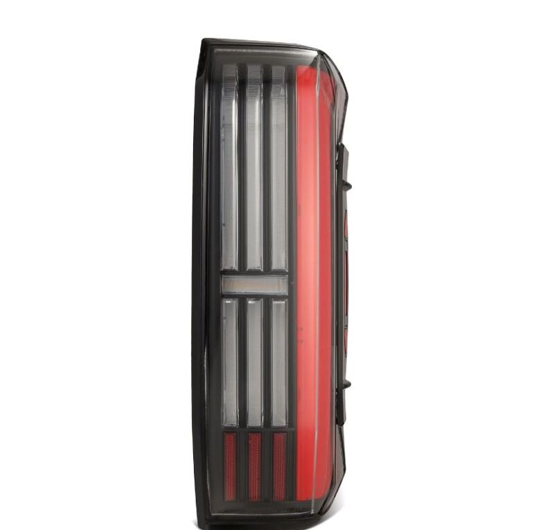 AlphaRex Nova-Series LED tail lights for Toyota Tundra 22-24 in black and red, featuring prismatic design and modern styling.