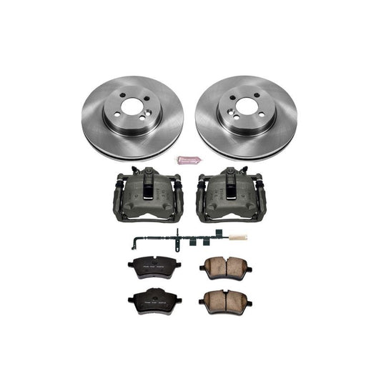 PowerStop OE brake kit with front calipers for 2007-2010 Mini Cooper, includes brake rotors and hardware for optimal stopping power.