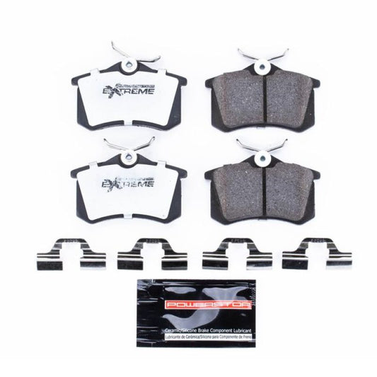 PowerStop Z26 Extreme Street rear brake pads for Audi A3 2010-2013, with hardware, designed for high-performance braking.