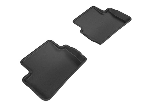 Black 3D MAXpider rubber floor mats for 2015-2019 Mercedes-Benz CLA and GLA-Class second row, featuring durable all-weather design.