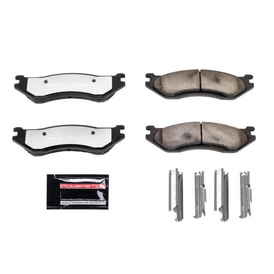 PowerStop Z36 performance front brake pads with hardware for 1998 Dodge B1500 truck, designed for towing and enhanced braking performance.