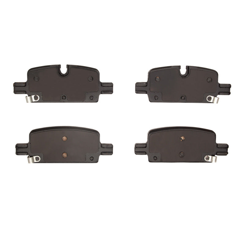 R1 Concepts OE ceramic brake pads for Rivian R1S rear brake system, showing the clean, durable brake pad surfaces.