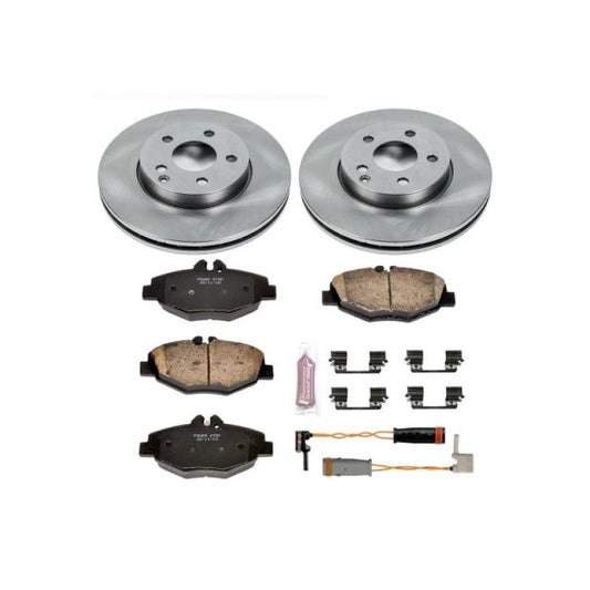 PowerStop OE brake kit for front of Mercedes-Benz E320 2003-2005, includes brake rotors and pads for enhanced stopping power.