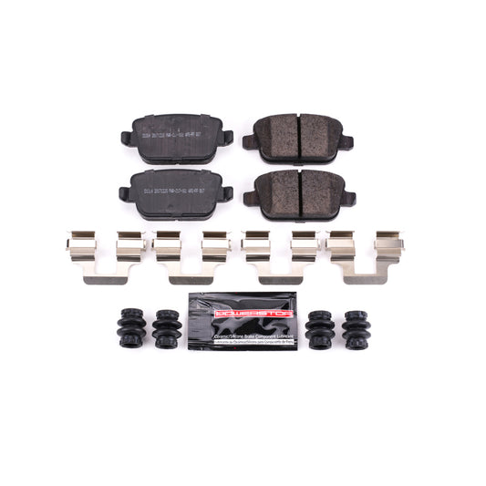 PowerStop Land Rover LR2 2008-2012 rear Z23 Evolution Sport brake pads with hardware for enhanced braking performance.