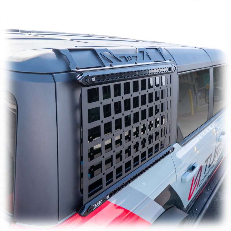 TURN Offroad Ford Bronco 2021+ side Molle panels for OE hard top, durable offroad accessories for 4-door models.