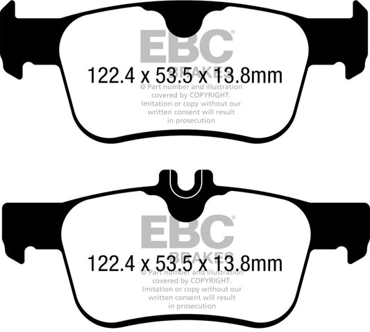 EBC Greenstuff rear brake pads for 2017-2021 Honda Civic Hatchback, performance brake pads for improved stopping power.