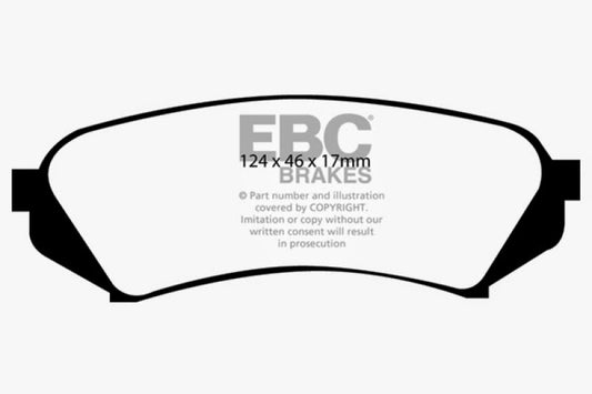 EBC Ultimax2 rear brake pads for Lexus LX470 4.7, OE style brake pads with metal backing plates and friction material.