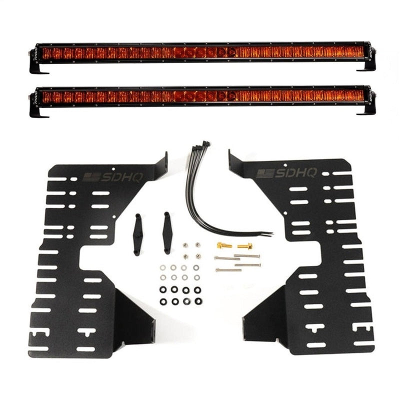 Rigid Industries SR-Series amber grille bar for Toyota Tundra and Sequoia 22-26, durable off-road grille accessory with amber lighting.