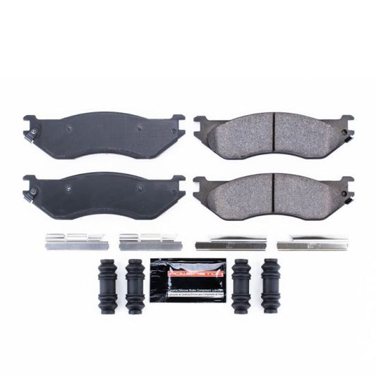 PowerStop Z23 Evolution Sport front brake pads with hardware for Dodge Durango 2004-2006, high-performance brake replacement.