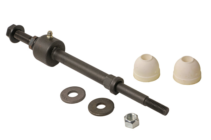 Moog 11-12 Ram 1500 front sway bar endlink kit showing metal links with rubber bushings for suspension stability.