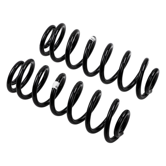 Old Man Emu ARB/OEM rear coilover spring for Colorado 7, 400kg load capacity, shows close-up of coil spring in black finish.
