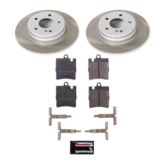 PowerStop rear semi-coated brake rotor kit for Mercedes-Benz SLK350 2005-2009, performance brake component with ventilated design.