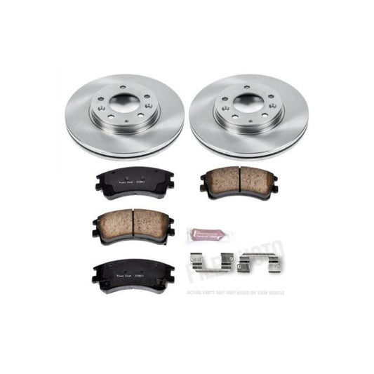 PowerStop OE brake kit for Mazda 6 front, including brake pads and rotors, designed for 2003-2005 Mazda 6 vehicles.