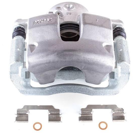 PowerStop OE front left brake caliper with bracket for 2009-2012 Mercedes-Benz C300, automotive part in black with mounting components.