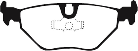 EBC Ultimax2 rear brake pads for BMW M3 E30 87-91, OE style, shown with metal backing and friction material for braking performance.
