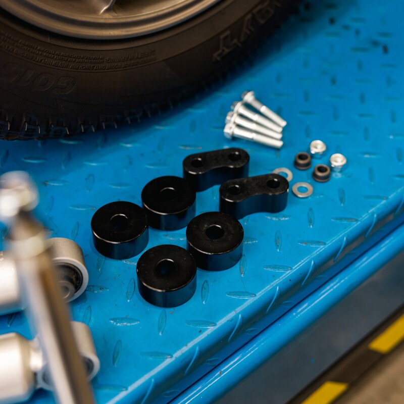 Bilstein B8 TerraSport lift kit shocks and struts for 2019-2021 Subaru Forester, showing assembled suspension components.