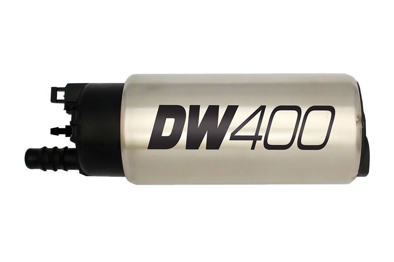 DeatschWerks 415LPH DW400 fuel pump with install kit for 2015-2017 Ford Mustang V6/GT, featuring 1/8in venturi in the image.