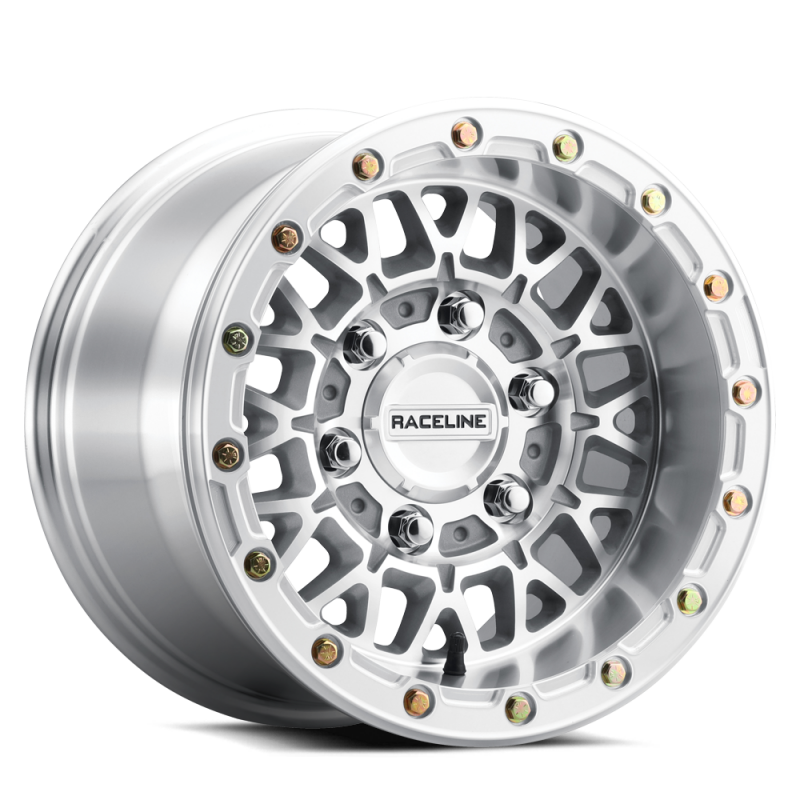 Raceline Forged A15 Omega 15x10 inch wheel with 4x137 bolt pattern, 10mm offset, machined finish, 110.18mm bore, visible design details