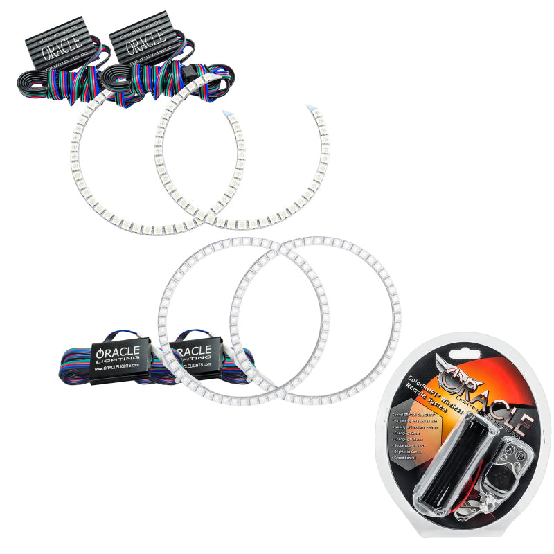 Oracle Lighting ColorSHIFT Halo Kit for Mitsubishi Lancer Evo 08-16 headlights with customizable RGB halos and modern design.