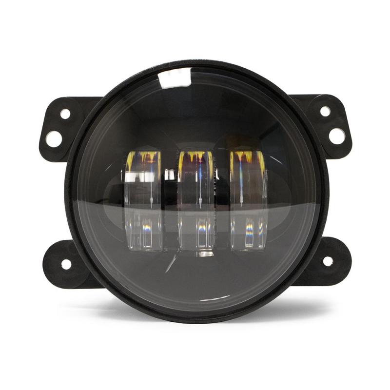 DV8 Offroad Jeep Wrangler JK 4-inch LED fog lights for 2007-2018 models, bright 30W replacement fog lights.