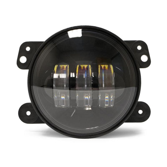 DV8 Offroad Jeep Wrangler JK 4-inch LED fog lights for 2007-2018 models, bright 30W replacement fog lights.