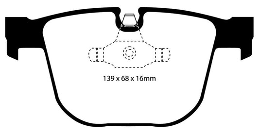 EBC Redstuff rear brake pads for BMW M3 E90 4.0, high-performance brake pads for enhanced stopping power.