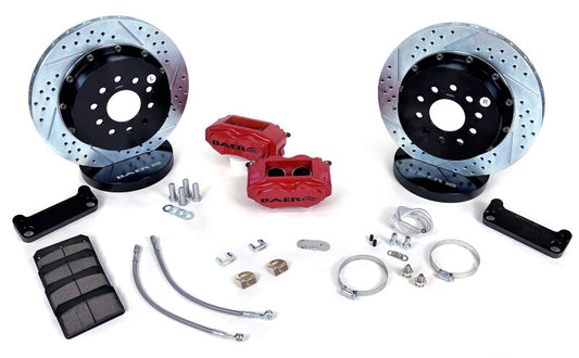 Silver Baer Brakes 98-02 Chevrolet Camaro SS4+ rear brake kit with 13-inch rotors and performance calipers, designed for Camaro.