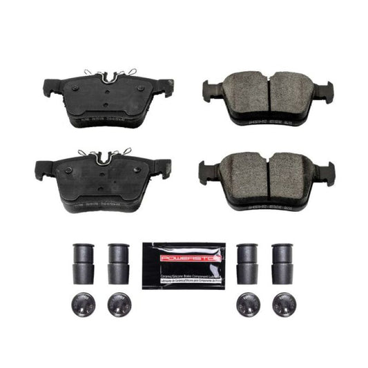 PowerStop Z23 Evolution Sport rear brake pads for Mercedes-Benz C300 (2015-2019) with hardware, high-performance brake replacement