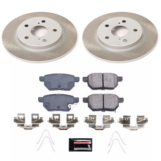 PowerStop rear semi-coated brake rotor kit for 2017-2018 Toyota Corolla iM, performance brake kit with blank rotors displayed.