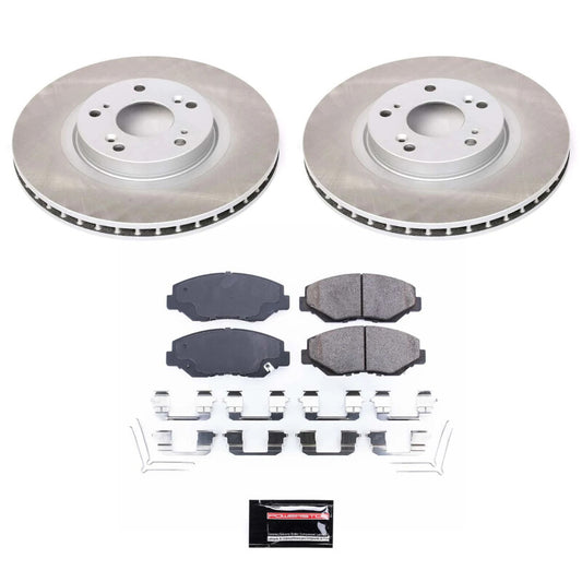 PowerStop 12-15 Honda Civic front semi-coated brake rotor kit with performance brake kit design and hardware visible.
