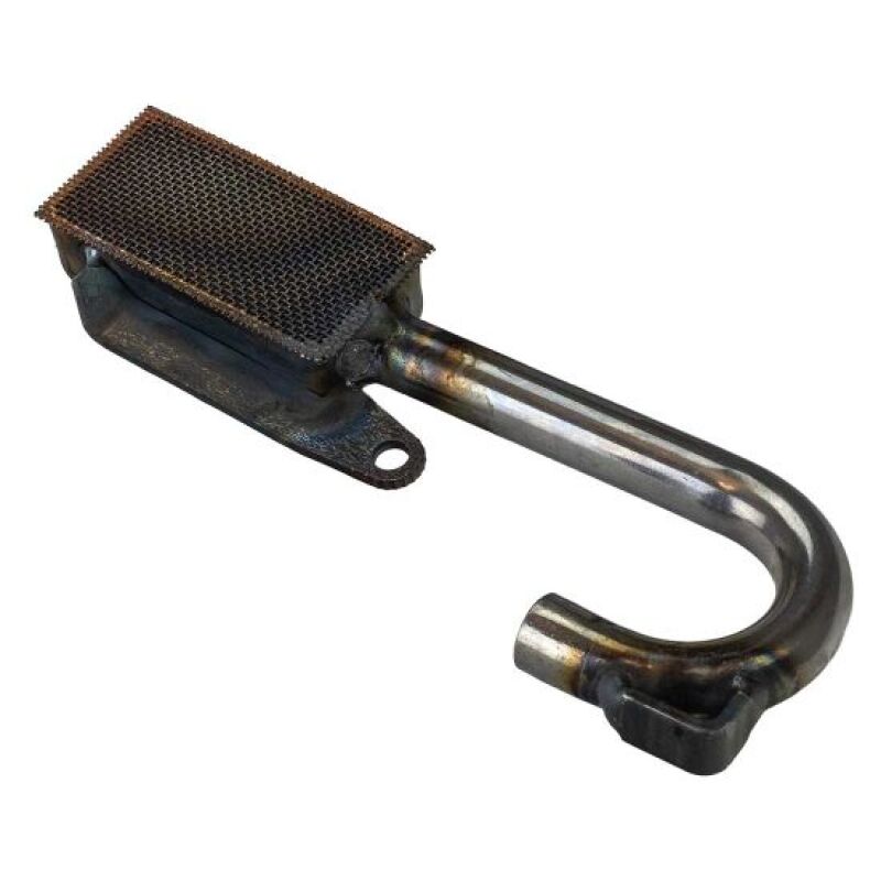 Moroso Circle Track high volume oil pump pickup with 6.5-inch depth and 5/8-inch press-in fitting for engine oil systems.