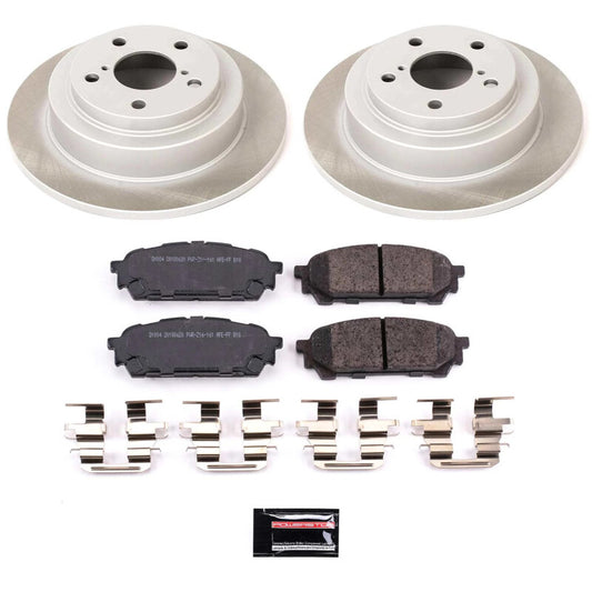 PowerStop rear semi-coated brake rotor kit for 2003-2007 Subaru Impreza, performance brake components with a clean finish