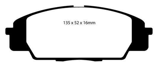 EBC Redstuff front brake pads for 2007-2011 Acura CSX Type S, high-performance brake pads with red friction material
