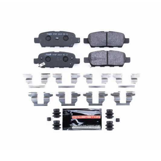 PowerStop rear track day SPEC brake pads for 2013 Infiniti EX37, high-performance racing brake pads with detailed metal backing