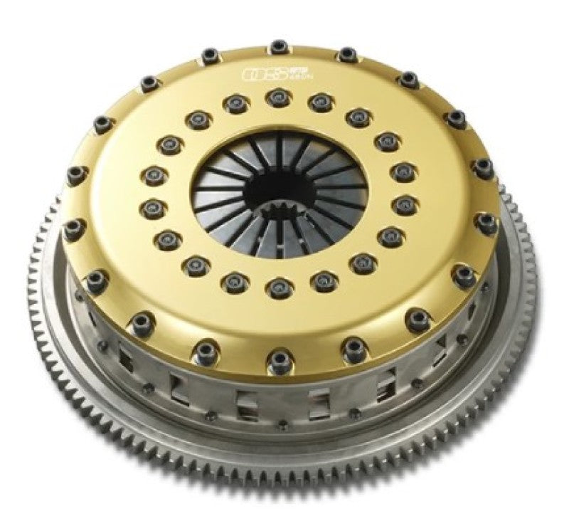 OS Giken Toyota Supra JZA80 2JZ-GTE CD091 6MT twin plate clutch kit with Nissan spline hub for TR Series transmission.