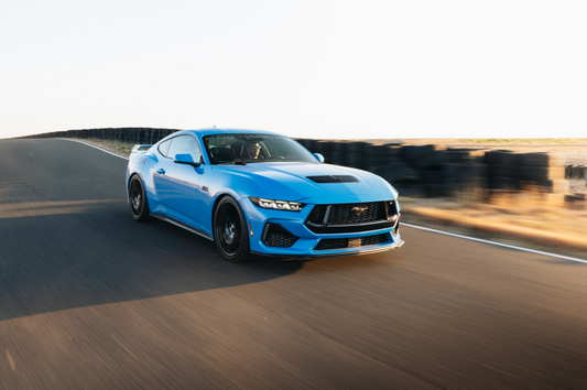 Roush Ford Mustang EcoBoost lowering springs, 15-25 model, without Magneride, designed to lower and enhance vehicle stance.