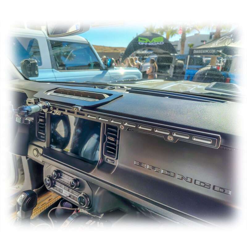 Turn Offroad Ford Bronco dash rail mount with hooks and handles for 21-26 models, rugged off-road utility accessory.