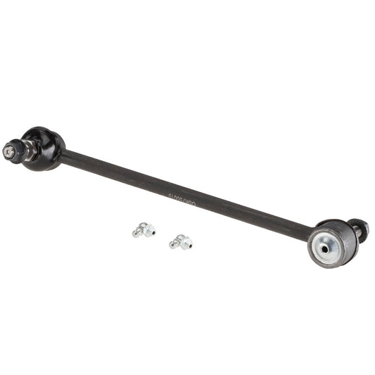 Moog Ford Five Hundred front left sway bar endlink kit showing metal and rubber components on a neutral background.