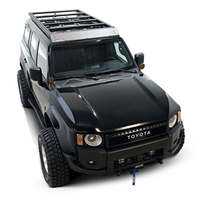 Westin 2026 Toyota Land Cruiser Mesa roof rack mounted on vehicle for added cargo space and outdoor adventure gear storage