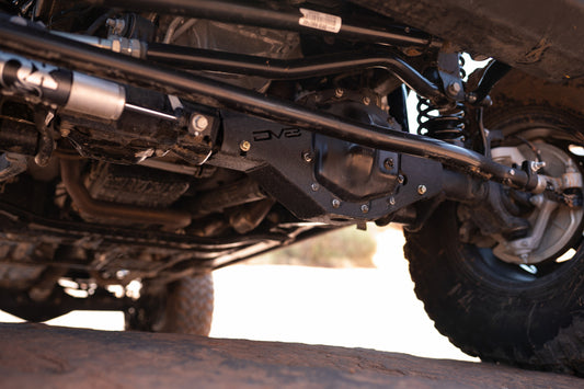 DV8 Offroad front differential skid plate for 2018+ Jeep Wrangler JL Dana 44, durable metal protection for off-road adventures.