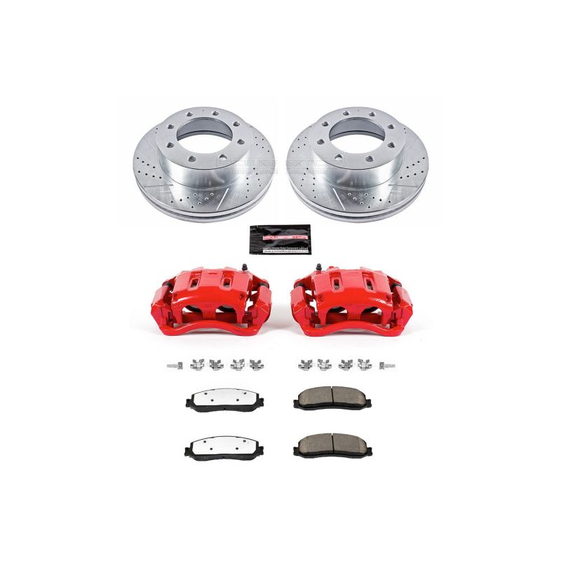 PowerStop Z36 Brake Kit with performance brake pads and calipers for 2012 Ford F-350 Super Duty front brakes.