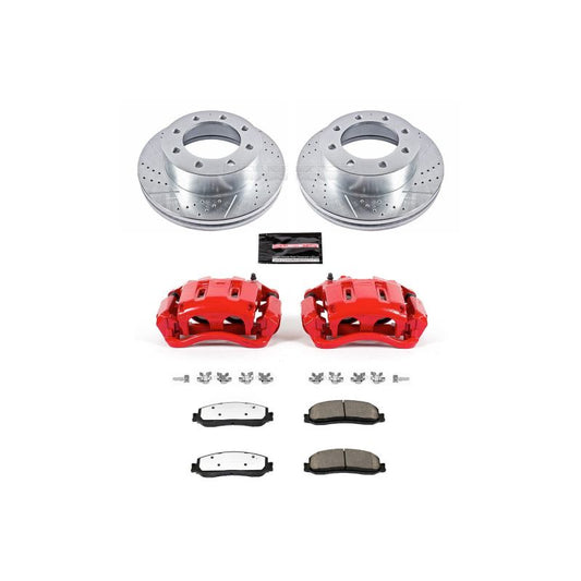 PowerStop Z36 Brake Kit with performance brake pads and calipers for 2012 Ford F-350 Super Duty front brakes.
