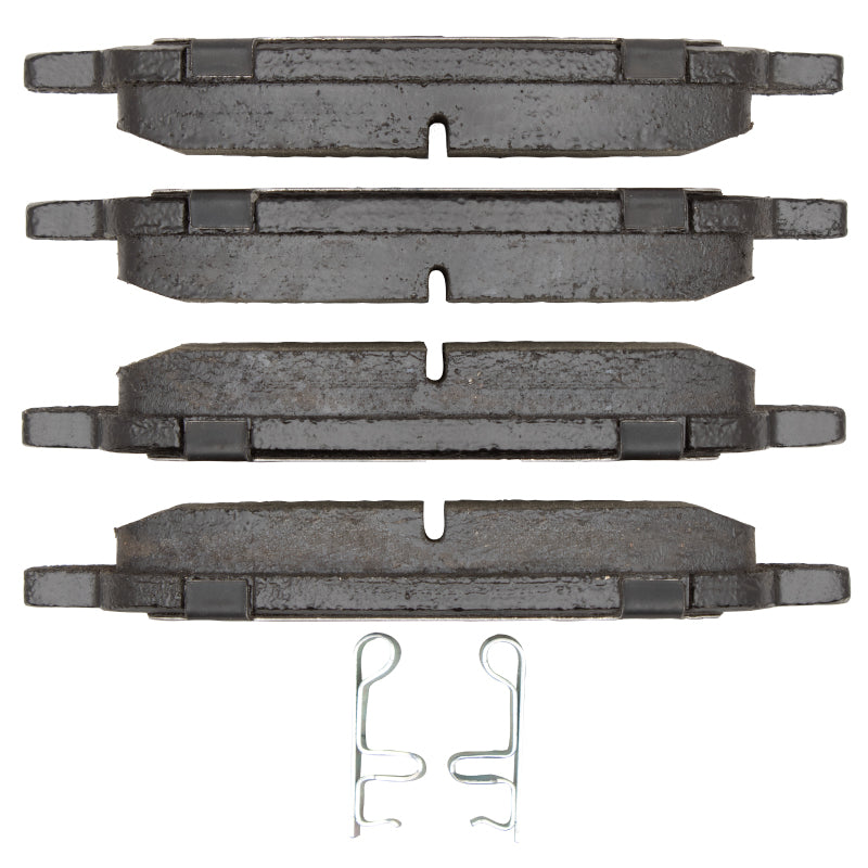 R1 Concepts OE rear semi-metal brake pads for 1998-2009 Subaru Outback, showing the brake pad set with metallic friction surface