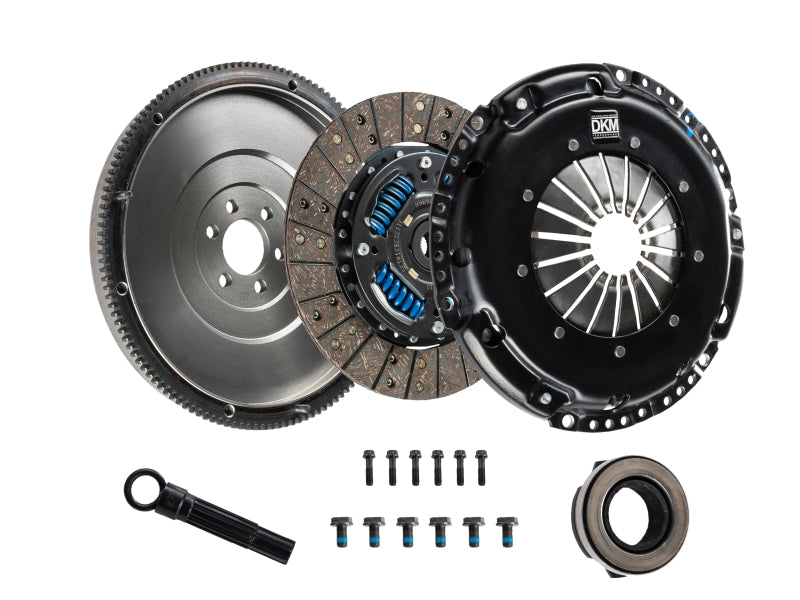 DKM Clutch 2.0 for VW/Audi A3 TSI with 8 bolt sprung organic clutch and steel flywheel, suitable for 440 ft/lbs torque.