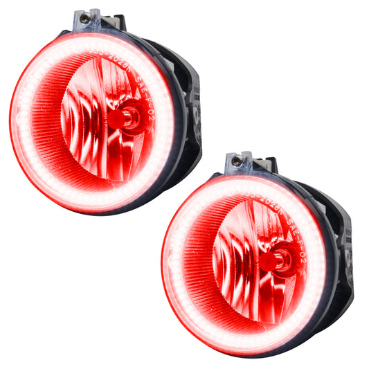 Oracle Lighting red LED halo fog lights for 2007-2009 Chrysler Aspen, pre-assembled, enhances vehicle's front lighting.